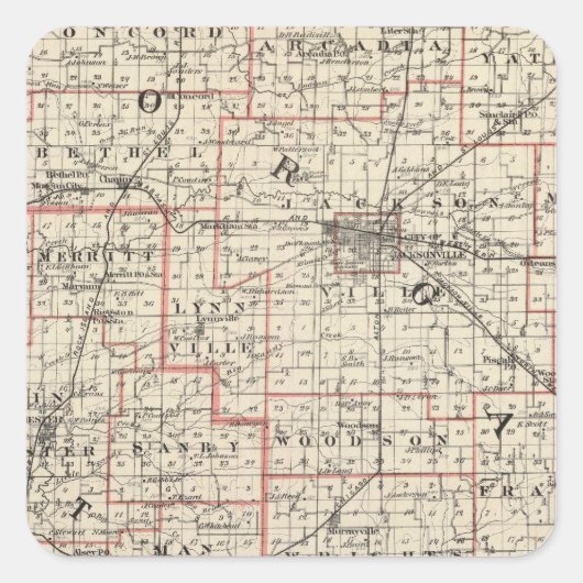 Kaart van de provincies Morgan en Scott Vierkante Sticker (Voorkant)