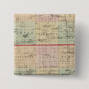 Kaart van de provincies Racine en Kenosha Vierkante Button 5,1 Cm
