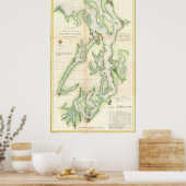 kaart van de Puget Sound (1867) Poster (Keuken)