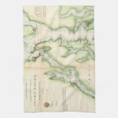  kaart van de Puget Sound (1867) Theedoek (Verticaal)