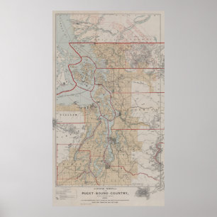  kaart van de Puget Sound (1899) Poster