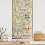 kaart van de Puget Sound (1909) Poster (Keuken)