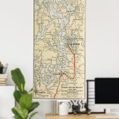 kaart van de Puget Sound (1909) Poster (Thuiskantoor)