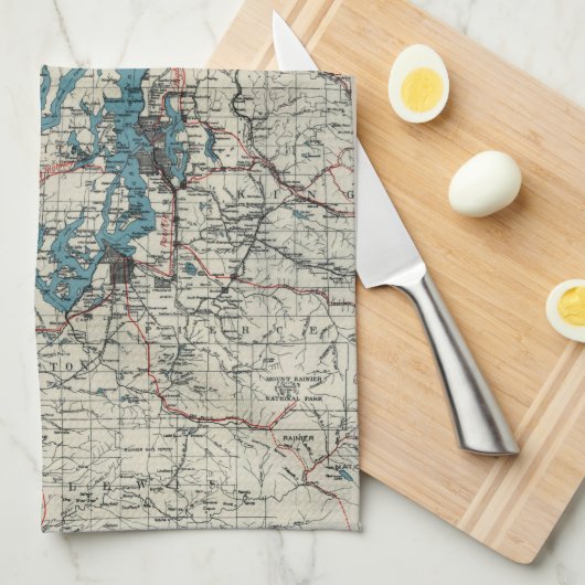  kaart van de Puget Sound (1919) Theedoek (Quarter Fold)