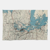 kaart van de Puget Sound (1919) Theedoek (Horizontaal)