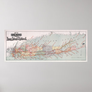 KAART VAN DE RAILROAD 1895 VAN LONG ISLAND POSTER