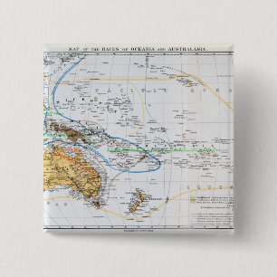 Kaart van de rassen Oceanië en Australazië Vierkante Button 5,1 Cm