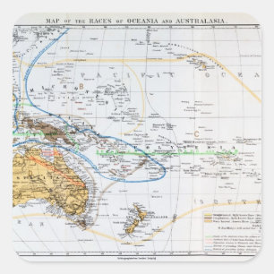Kaart van de rassen Oceanië en Australazië Vierkante Sticker