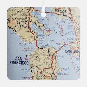 Kaart van de regio San Francisco Metalen Ornament