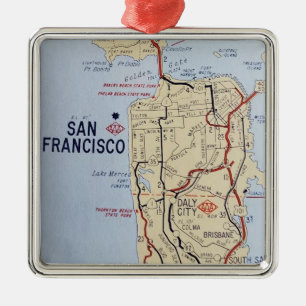 Kaart van de regio San Francisco  Metalen Ornament