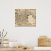 Kaart van de regio Venetië, Italië Poster (Keuken)