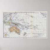 Kaart van de Reizen van Oceanië en Australazië Poster (Voorkant)