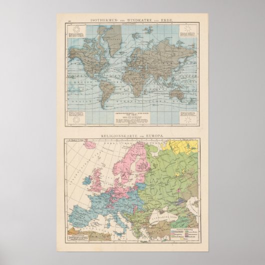 Kaart van de religies in Europa Poster (Voorkant)
