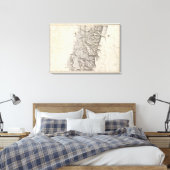 Kaart van de Republiek Chili 3 Canvas Afdruk (Insitu (Slaapkamer))