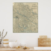  kaart van de Richmond Virginia Area (1864) Poster (Keuken)
