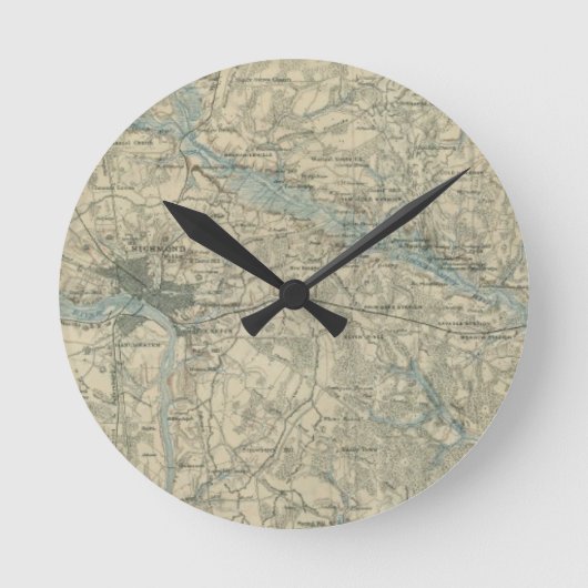 kaart van de Richmond Virginia Area (1864) Ronde Klok (Voorkant)