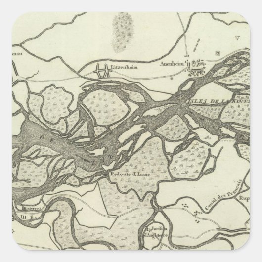 Kaart van de Rijnvaart Vierkante Sticker (Voorkant)