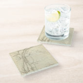 Kaart van de rivier de Detroit Glazen Onderzetter (Schuin)