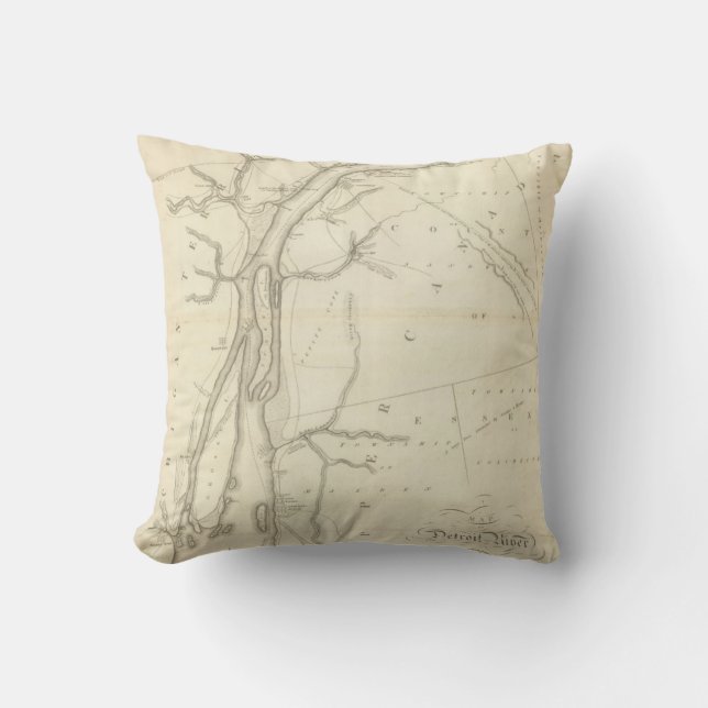 Kaart van de rivier de Detroit Kussen (Voorkant)