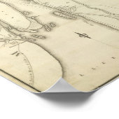 Kaart van de rivier de Detroit Poster (Hoek)