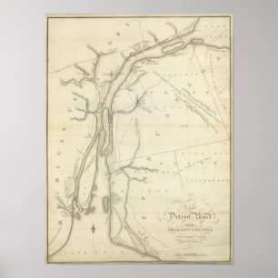 Kaart van de rivier de Detroit Poster