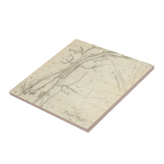 Kaart van de rivier de Detroit Tegeltje (Zijkant)