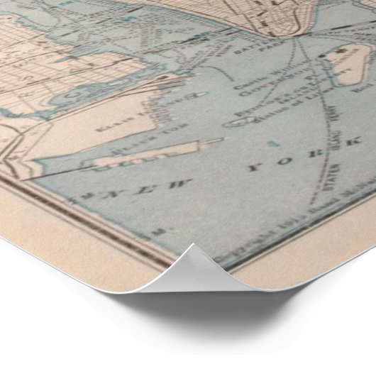  kaart van de rivier de Hudson (1919) Poster (Hoek)