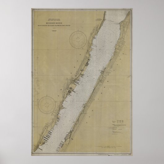  kaart van de rivier de Hudson (1930) Poster (Voorkant)