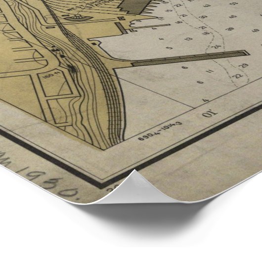  kaart van de rivier de Hudson (1930) Poster (Hoek)