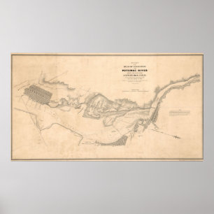  kaart van de rivier de Potomac (1838) Poster