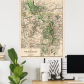  kaart van de Rocky Mountains (1885) Poster (Thuiskantoor)