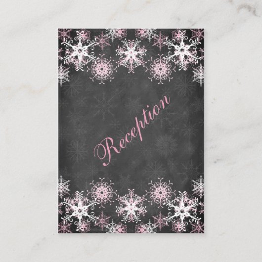 Kaart van de Roze Snowy Chalkboard Wedding Enclosu (Voorkant)
