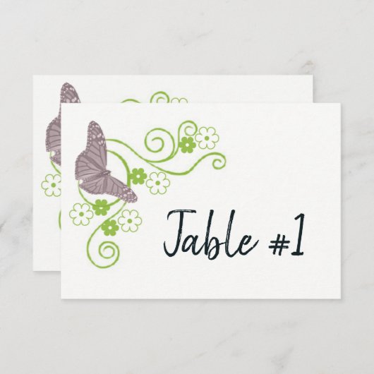 Kaart van de roze vlinderbloemige receptietabel (Voorkant / Achterkant)