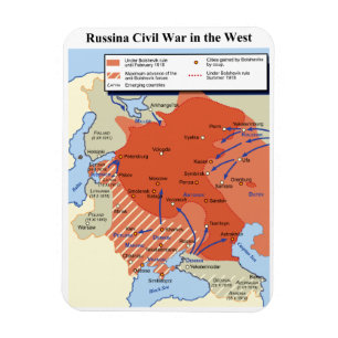 Kaart van de Russische burgeroorlog in het westen  Magneet