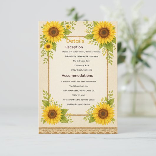 Kaart van de Rustige zonnebloembehuizing (Staand voorkant)