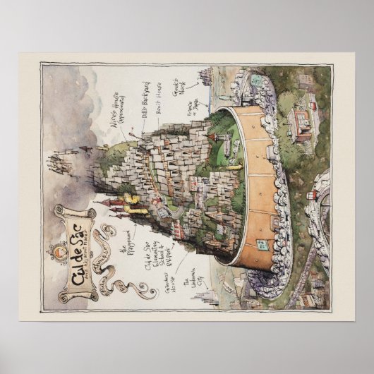 Kaart van de Sac en aangrenzende plaatsen Poster (Voorkant)