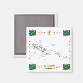 Kaart van de Salomonseilanden + Flags Magnet (Voorkant / Achterkant)