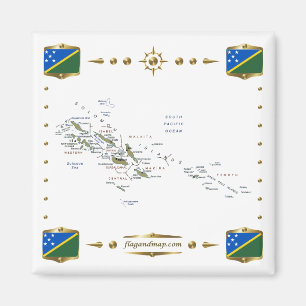 Kaart van de Salomonseilanden + Flags Magnet