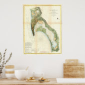  kaart van de San Diego Bay (1857) Poster (Keuken)