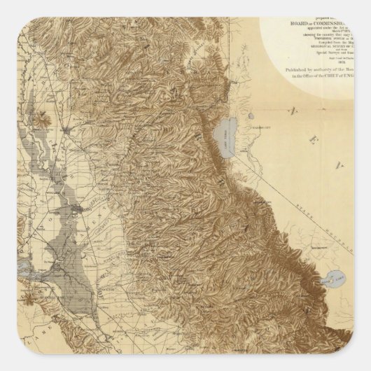 Kaart van de San Joaquin Vierkante Sticker (Voorkant)