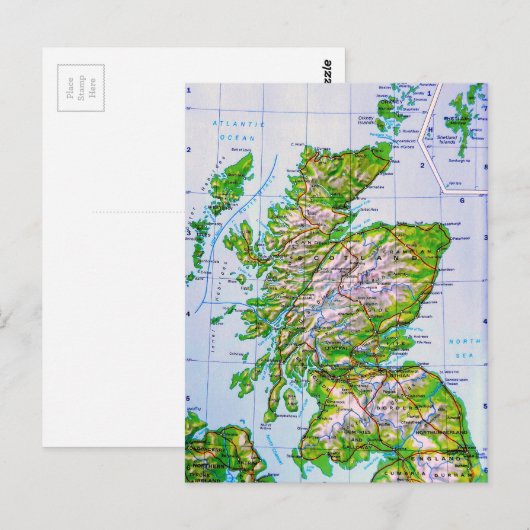  kaart van de Schotse Orkney-eilanden (Voorkant / Achterkant)