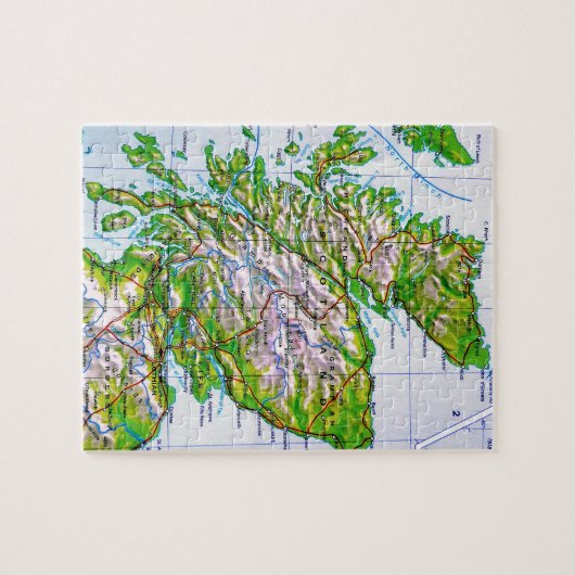 kaart van de Schotse Orkney-eilanden Legpuzzel (Horizontaal)