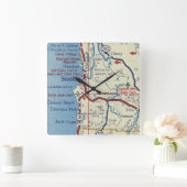 kaart van de Seaside Oregon Vierkante Klok (Huis)