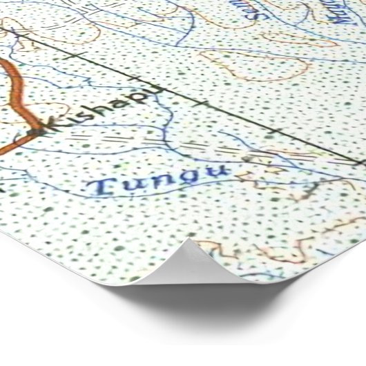 kaart van de Serengeti Plain Poster (Hoek)