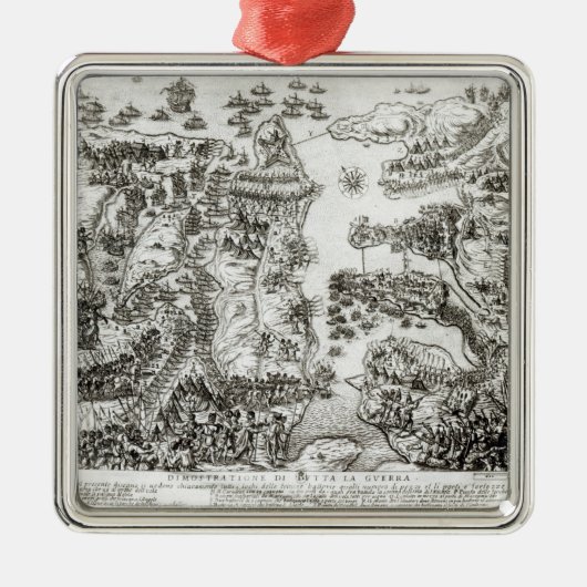 Kaart van de Siege van Malta in 1565 Metalen Ornament (Voorkant)