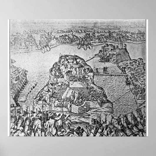 Kaart van de Siege van Malta in 1565 Poster (Voorkant)