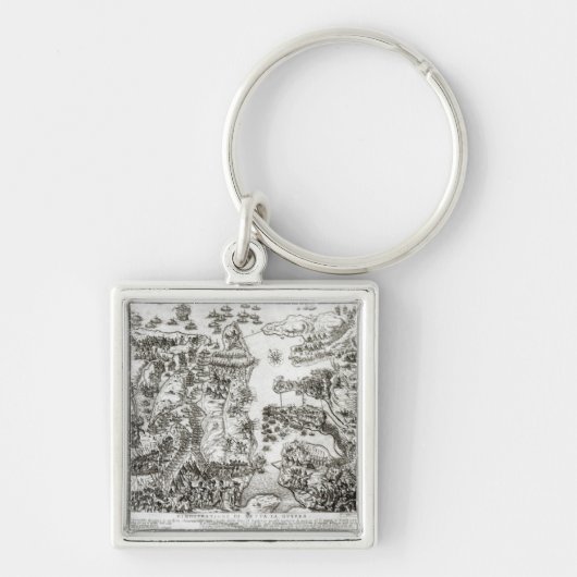 Kaart van de Siege van Malta in 1565 Sleutelhanger (Voorkant)