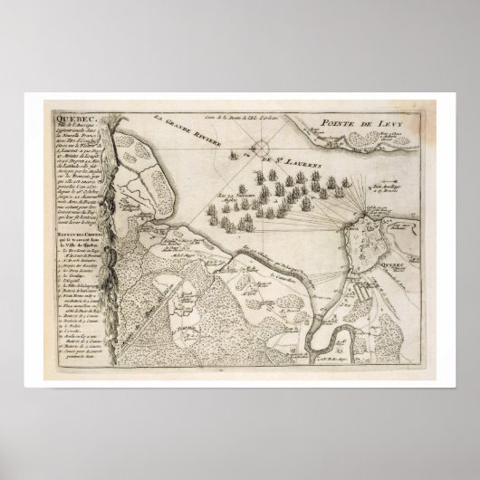 Kaart van de Siege van Quebec door de Britse vloot Poster (Voorkant)