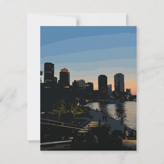 Kaart van de skyline van Boston Seaport Sunset Cit (Voorkant)
