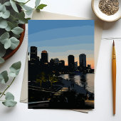 Kaart van de skyline van Boston Seaport Sunset Cit